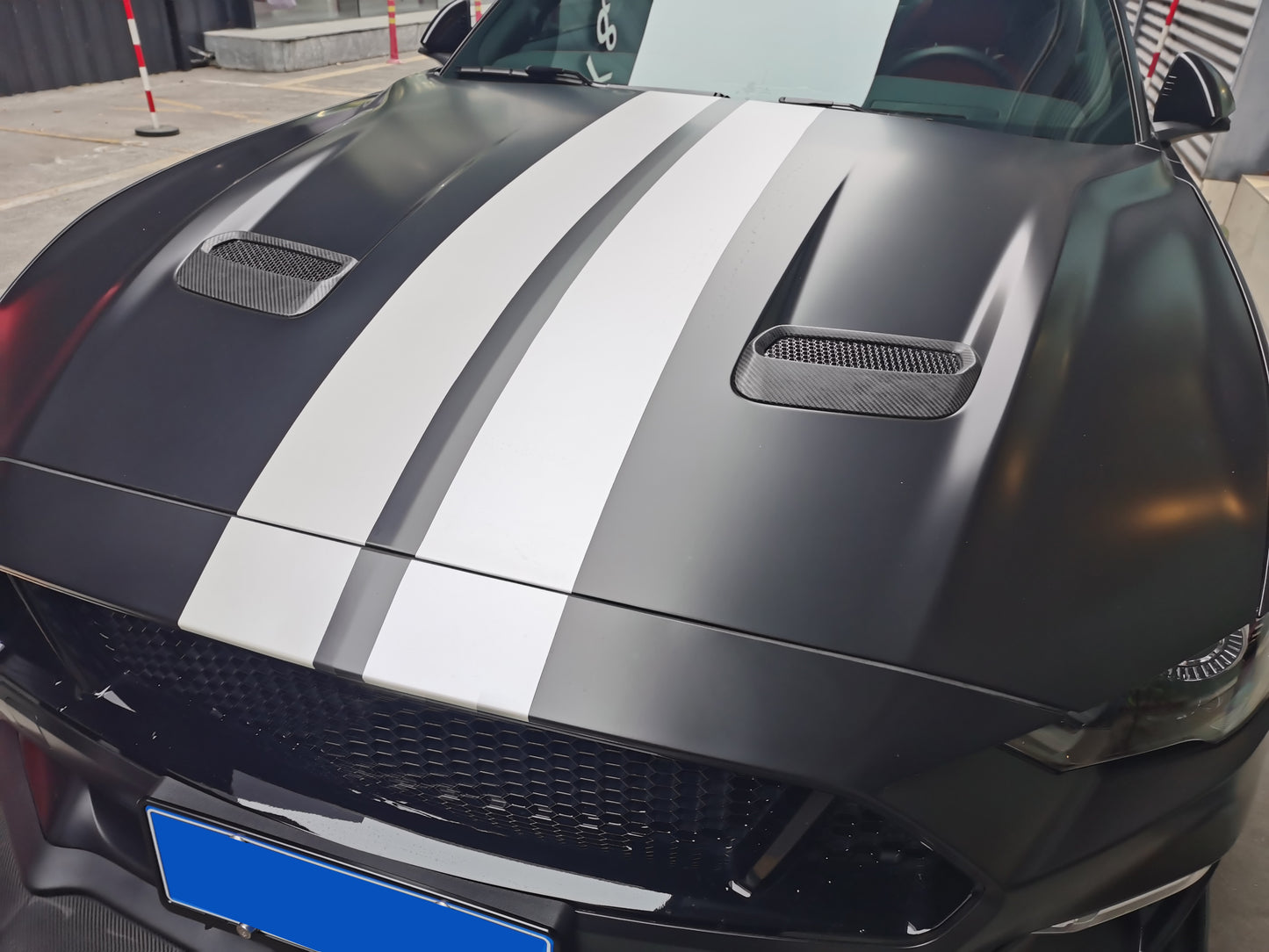 DynaCarbon™️ Carbon Hood Air Intake Vent Cover for Ford Mustang 2018-2023 (Fits Ecoboost and GT models ONLY)