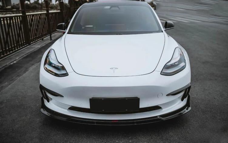 DynaCarbon™ Hard Carbon Fiber Front Bumper Lip Trim for Tesla Model 3 CMST Type 2017-2023