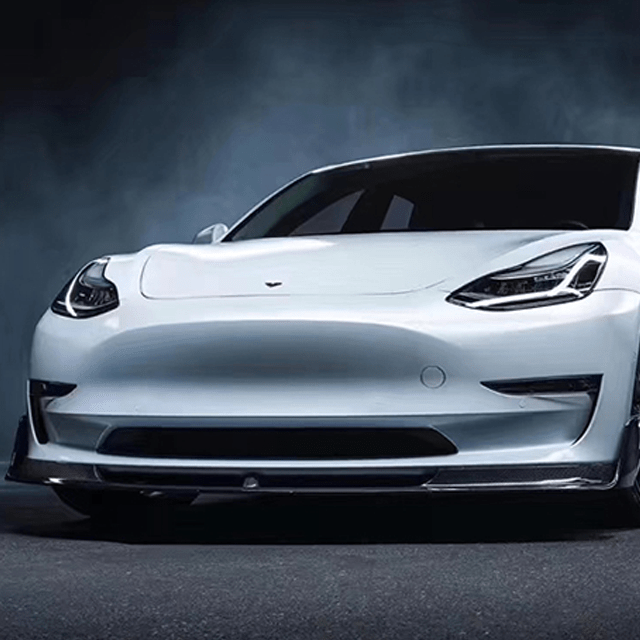 DynaCarbon™ Hard Carbon Fiber Front Bumper Lip Trim for Tesla Model 3 V Type 2017-2023