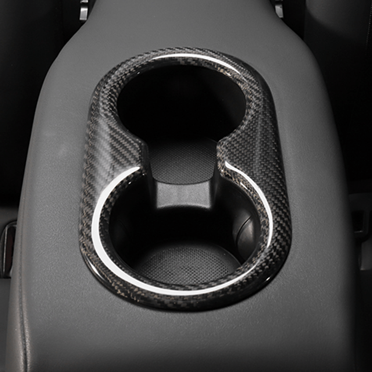 DynaCarbon™ Hard Carbon Fiber Rear Cup Holder Trim for Tesla Model 3 2017-2023