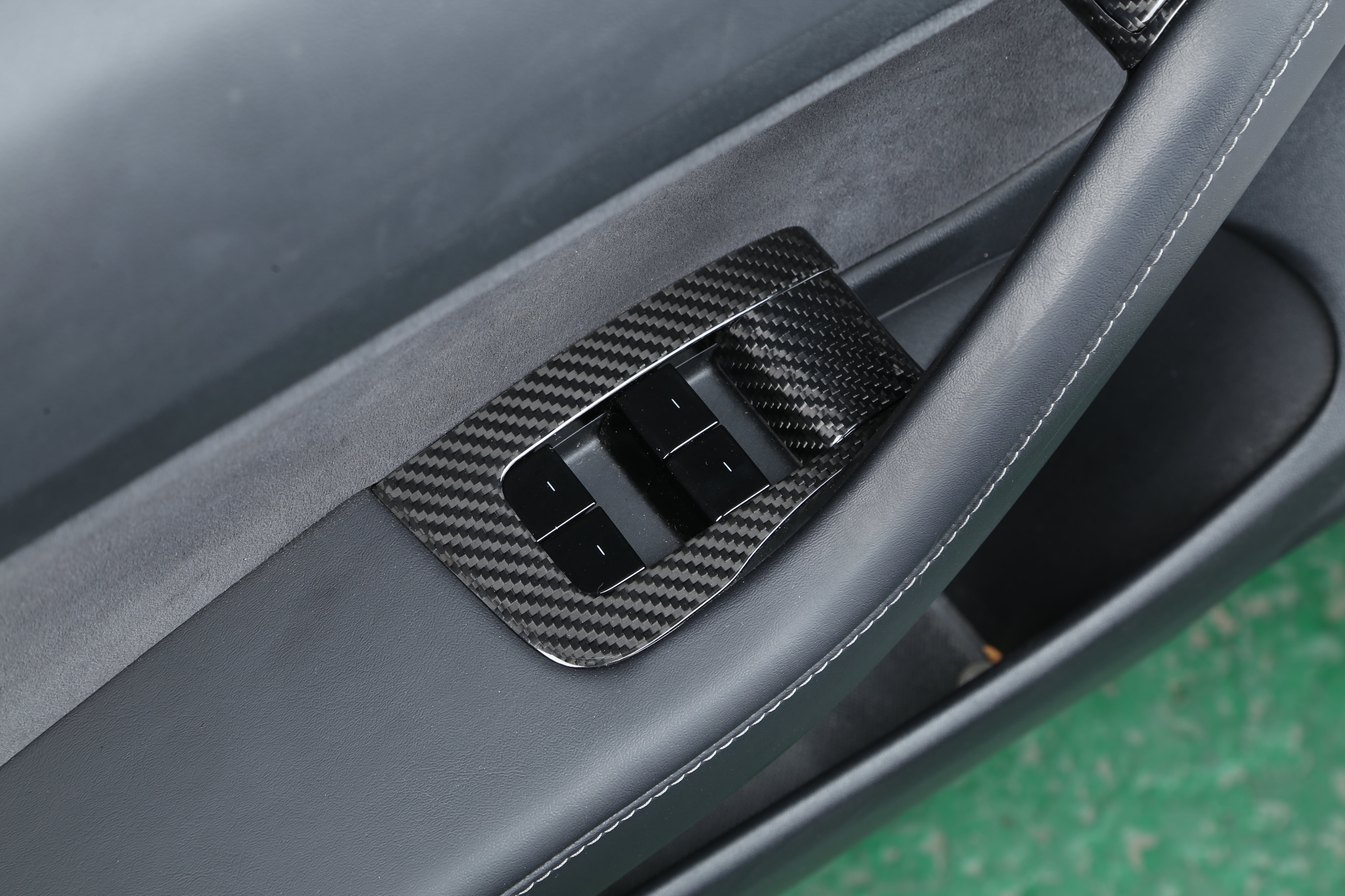 DynaCarbon™ Carbon Fiber Window and Door Control Trim Kit for Tesla Model 3/Y 2021-2023
