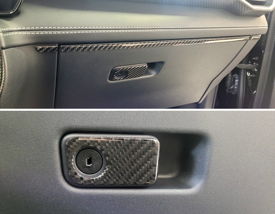 DynaCarbon™ Carbon Glovebox Line and Handle for Ford Mustang 2024-2026