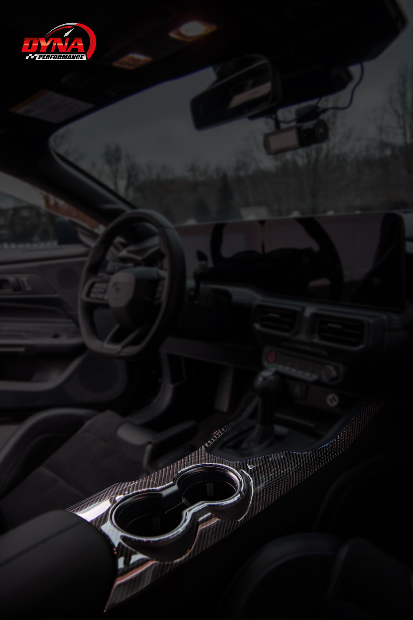 DynaCarbon™ Carbon LHD Full Center Console Shifter trim for Ford Mustang 2024