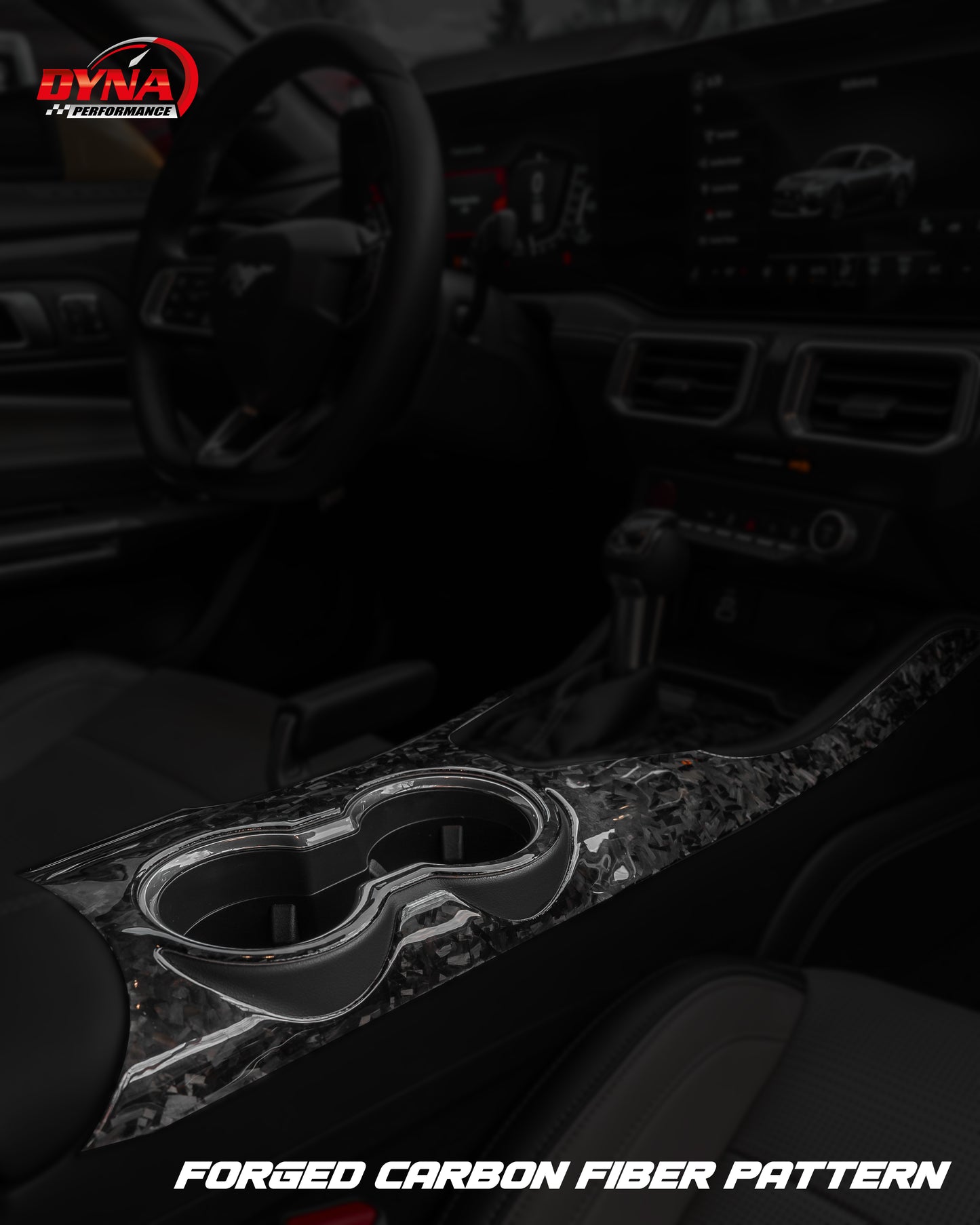DynaCarbon™ Carbon LHD Full Center Console Shifter trim for Ford Mustang 2024