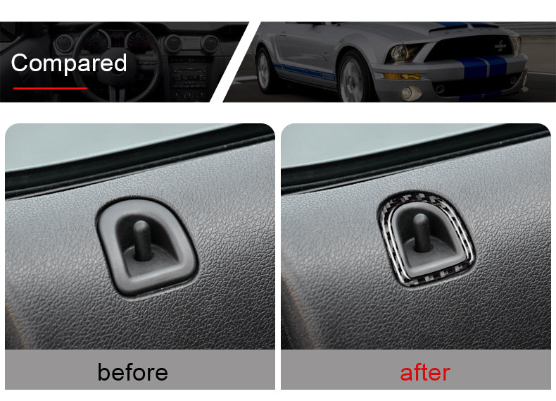DynaCarbon™️ Carbon Fiber 2 PCS Door Lock Trim For Ford Mustang 2005-2009