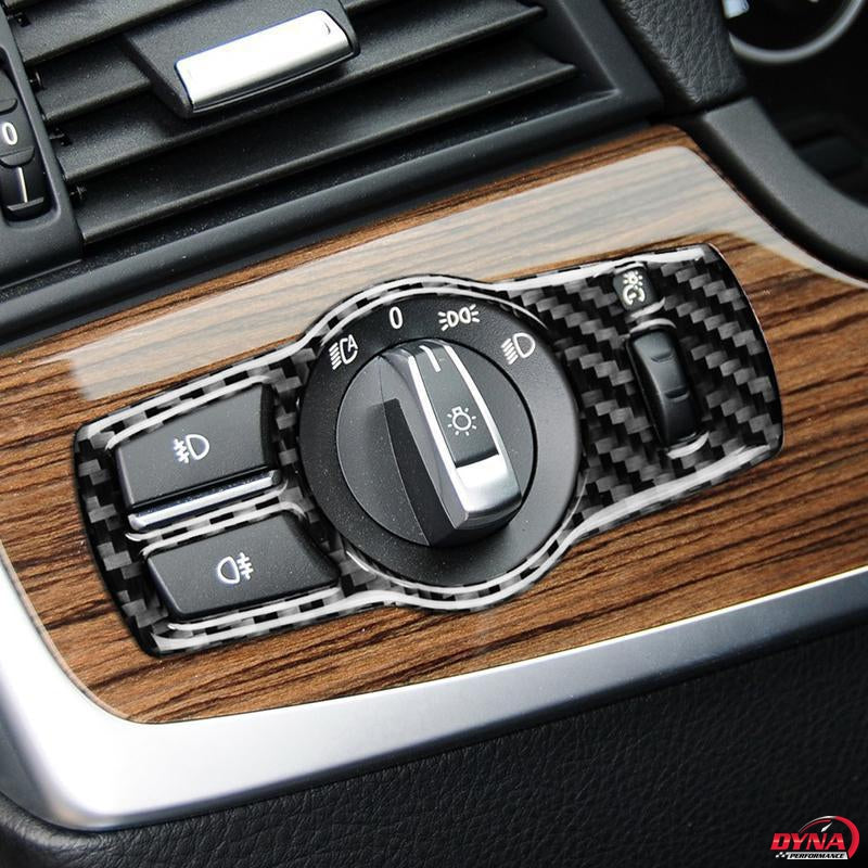 DynaCarbon™️ Carbon Fiber LHD Headlight Switch Trim Overlay for BMW F10 F07 F01 F25 F26