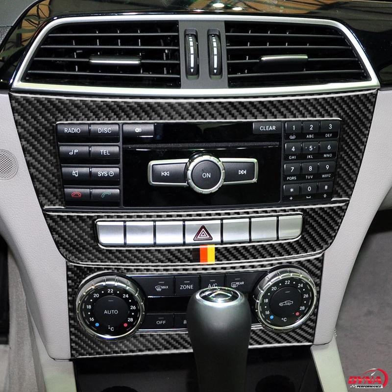 DynaCarbon™️ Carbon Fiber Air Conditioning Control Trim Overlay for Mercedes Benz C Class W204 2011-2013