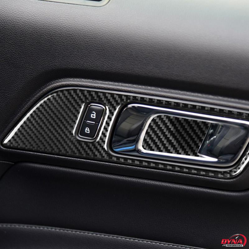 DynaCarbon™️ Carbon Fiber Door Handle Trim Kit for Ford Mustang 2015-2023