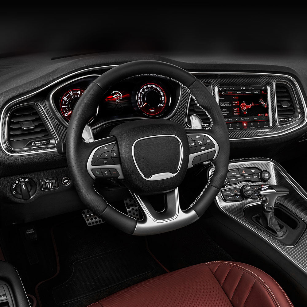 DynaCarbon™ Hard Carbon Fiber Full Coverage Dashboard Kit for Dodge Challenger 2015-2023