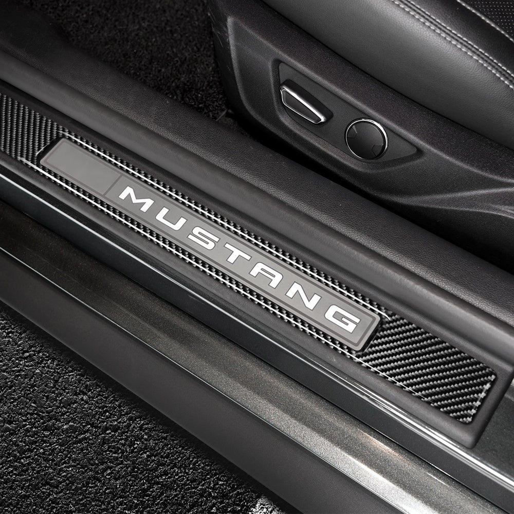 DynaCarbon™️ 2 PCS Carbon Fiber Inner Door Sills Trim For Ford Mustang 2005-2009