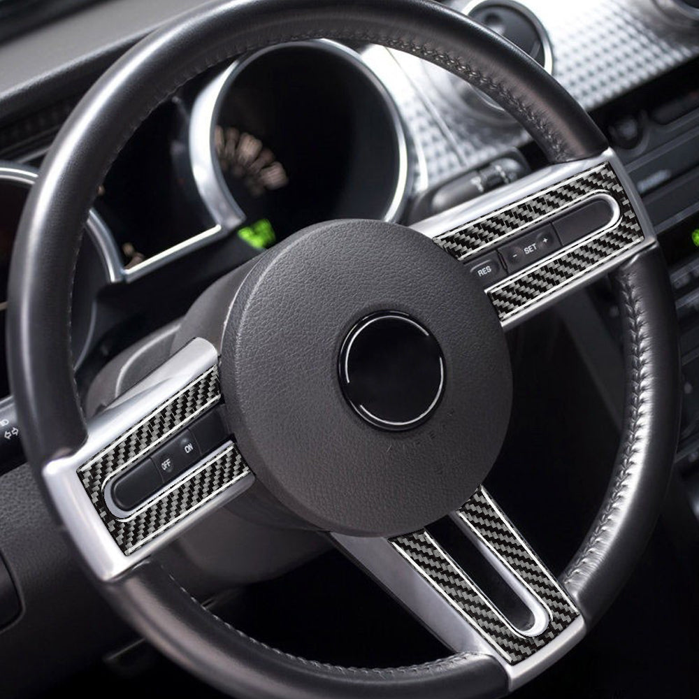 DynaCarbon™️ Carbon Fiber 3 PCS Steering Wheel Trim For Ford Mustang 2005-2009