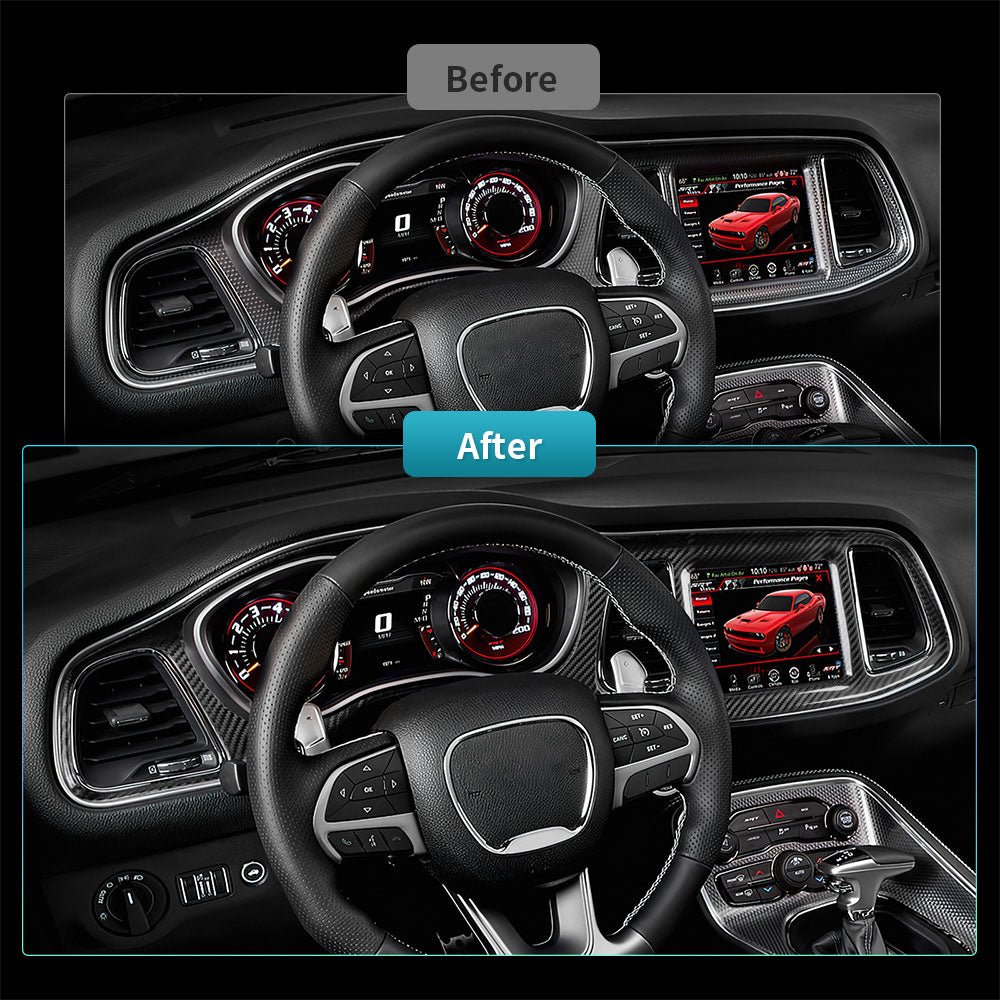 DynaCarbon™ Hard Carbon Fiber Full Coverage Dashboard Kit for Dodge Challenger 2015-2023
