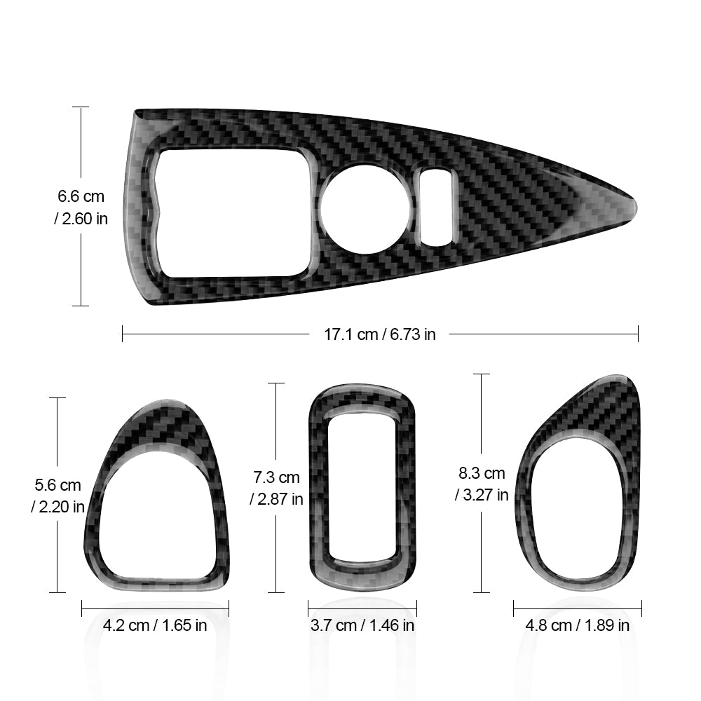 DynaCarbon™ 4 PCS Carbon Fiber Door Control Trims for Corvette C6 2005-2007