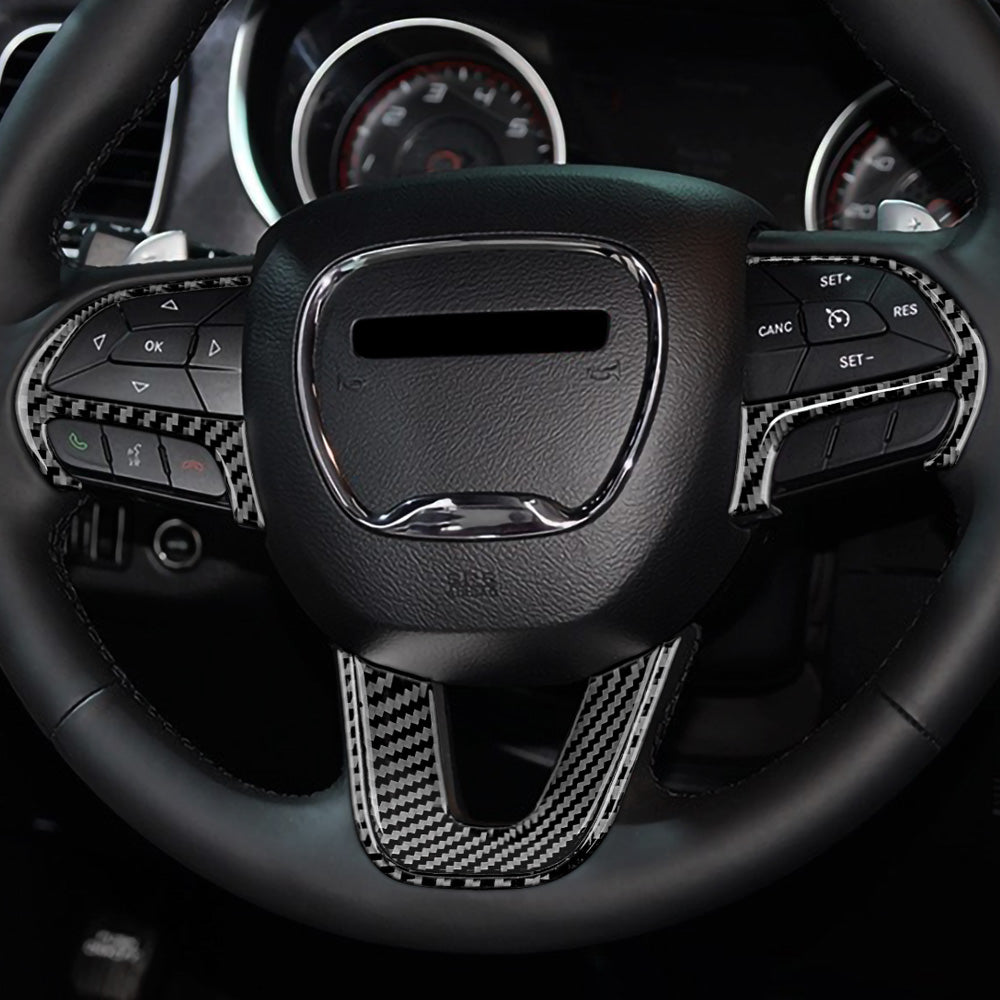 DynaCarbon™️ Carbon Fiber Steering Wheel Trim For Dodge Charger 2015-2023