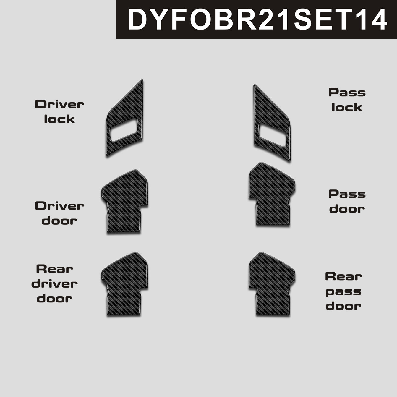 DynaCarbon™️ Carbon Inner Door Handle Trim and Door Lock for Ford Bronco 2021-2024