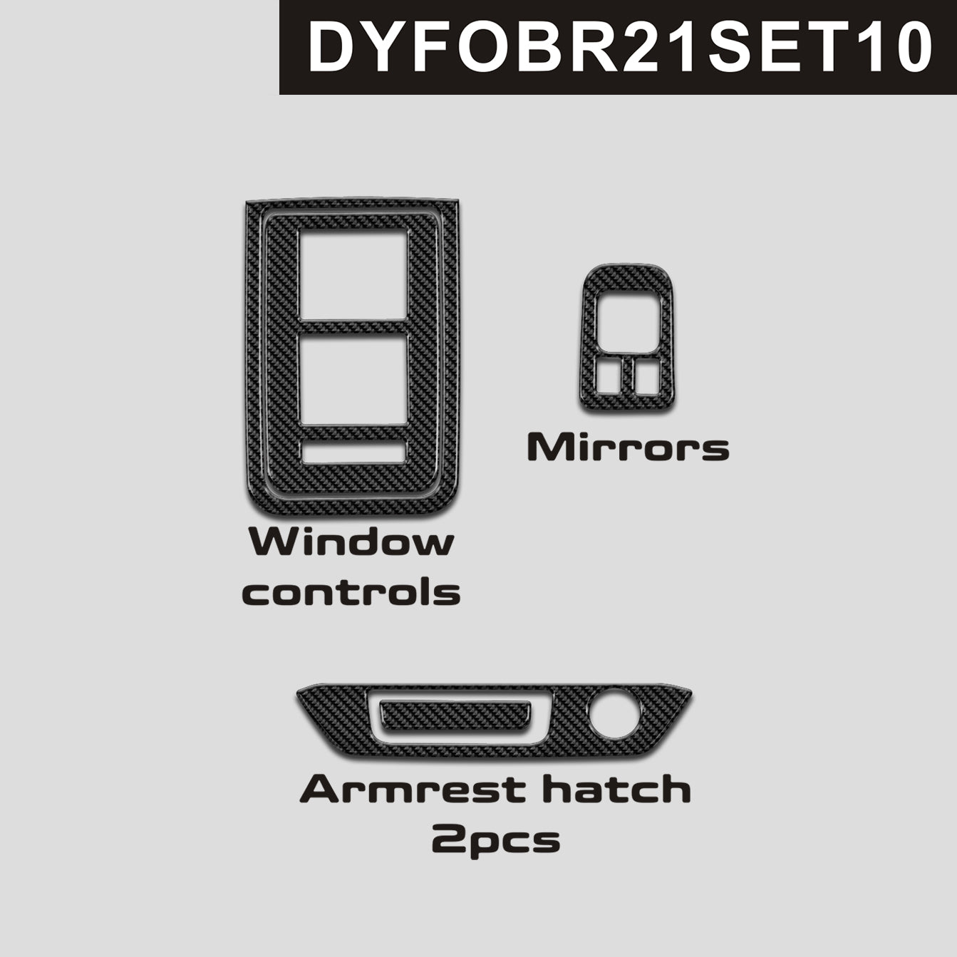 DynaCarbon™️ Carbon Window, Mirror Switches and Armrest Hatch for Ford Bronco 2021-2024