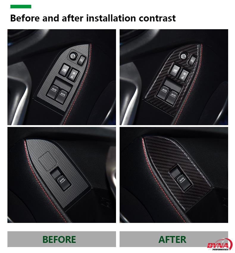 DynaCarbon™️ Carbon Fiber Window Control Trim Overlay Set for Subaru BRZ 2013-2016