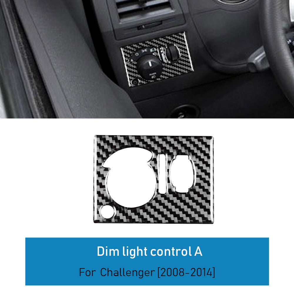 DynaCarbon™️ Carbon Fiber Headlight Control Cover Overlay for Dodge Challenger 2008-2014