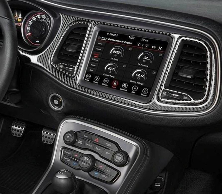thumbnail image 2 of Carbon Fiber Dash Trim Kit For 2009-2014 Dodge Challenger – Console Panel Cover, Gloss Finish 2 of 5