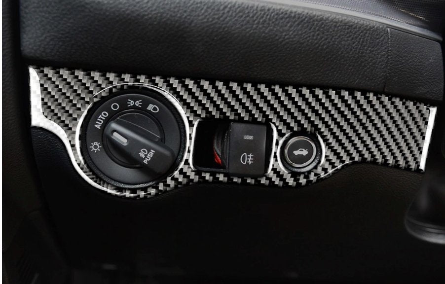 DynaCarbon™️ Carbon Fiber Headlight Control Trim for Dodge Challenger 2015-2023