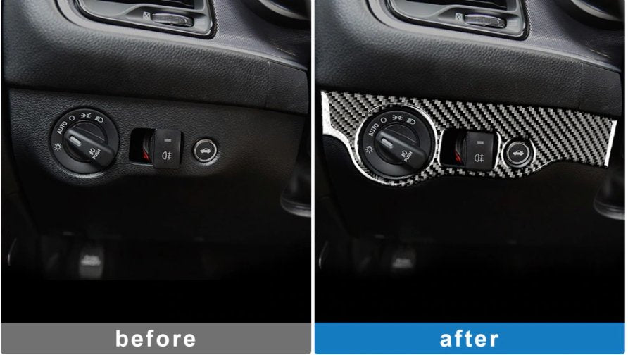 DynaCarbon™️ Carbon Fiber Headlight Control Trim for Dodge Challenger 2015-2023