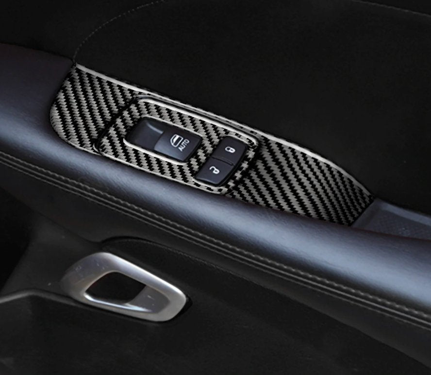 DynaCarbon™️ Carbon Fiber Window Control Trim Overlay for Dodge Challenger 2015-2023
