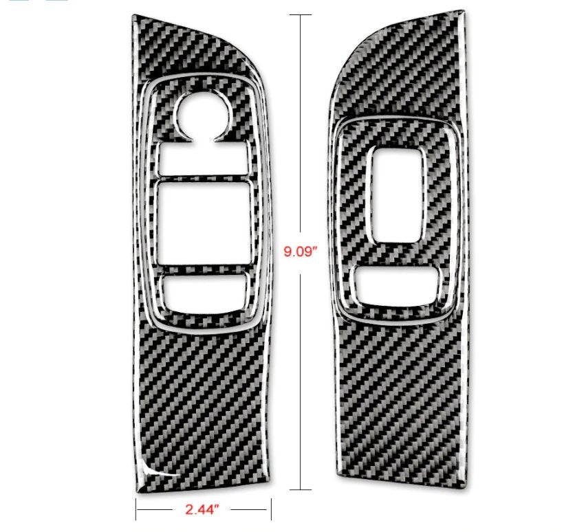 DynaCarbon™️ Carbon Fiber Window Control Trim Overlay for Dodge Challenger 2015-2023