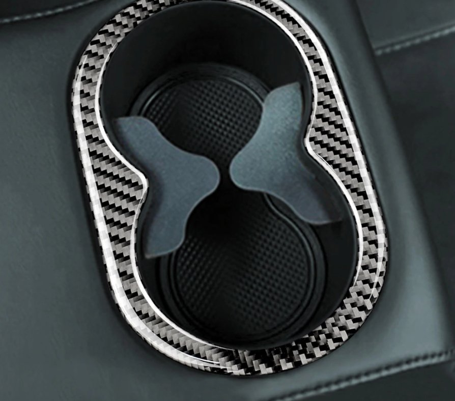 DynaCarbon™️ Rear Center Arm Rest Cup Holder Trim Overlay for Dodge Challenger 2015-2023
