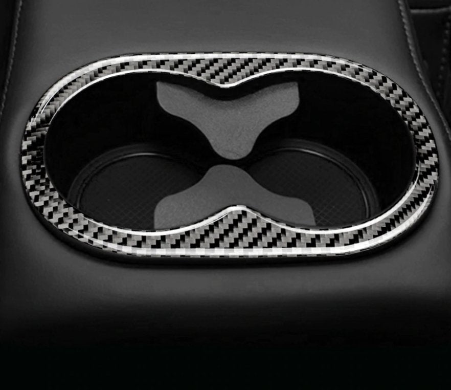 DynaCarbon™️ Rear Center Arm Rest Cup Holder Trim Overlay for Dodge Challenger 2015-2023