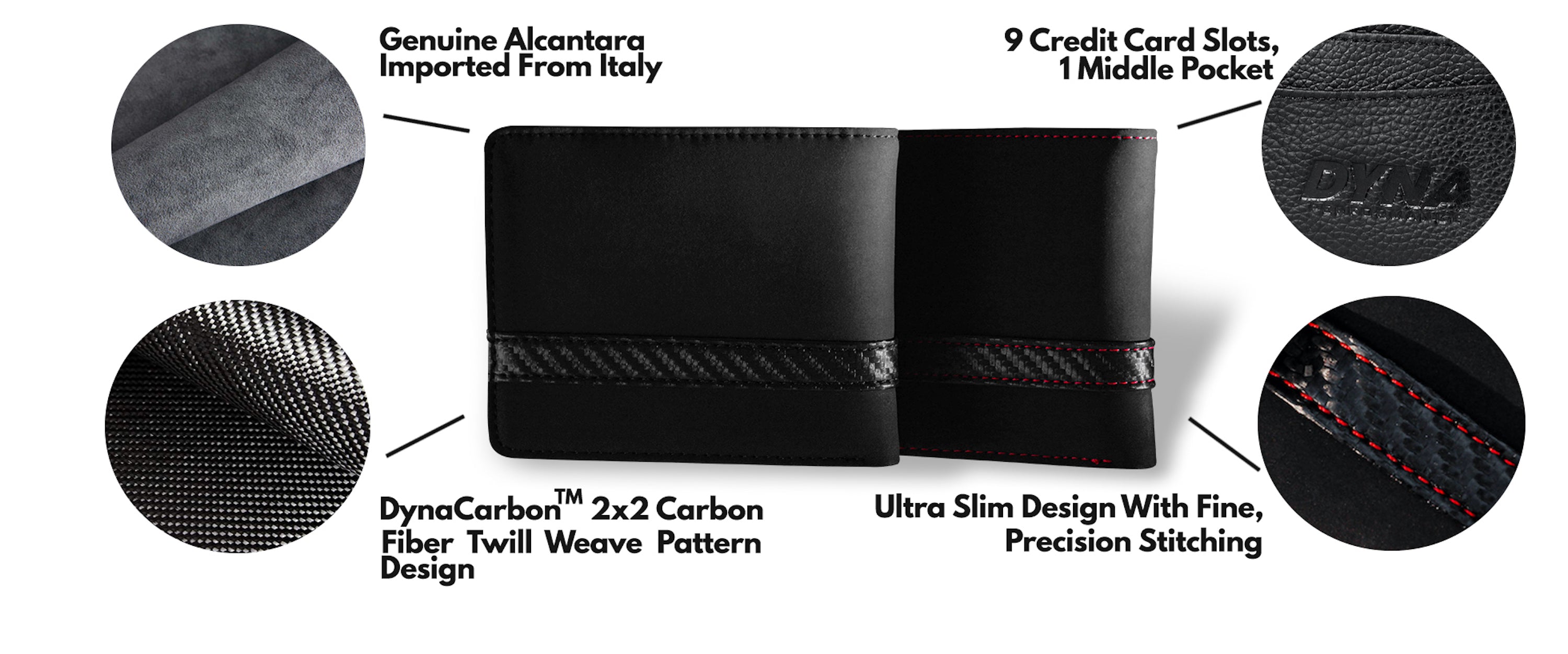 DynaCarbon™ Corsa Series Alcantara Carbon Fiber Striped Wallet