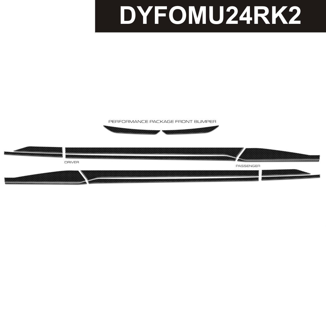 DynaCarbon™ Carbon Rocker Panels with Edges and Front Bumper kit for Ford Mustang 2024-2025