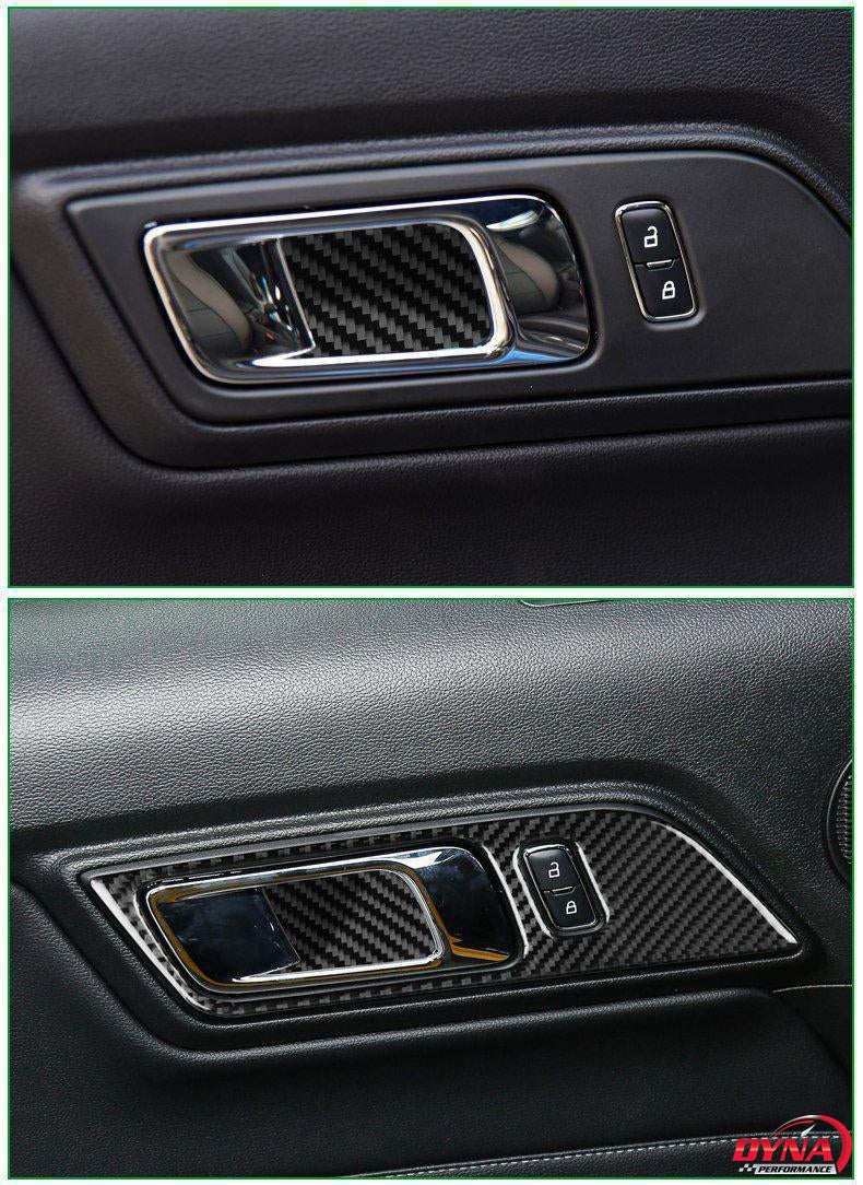 DynaCarbon™️ Carbon Fiber Door Handle Trim Kit for Ford Mustang 2015-2023