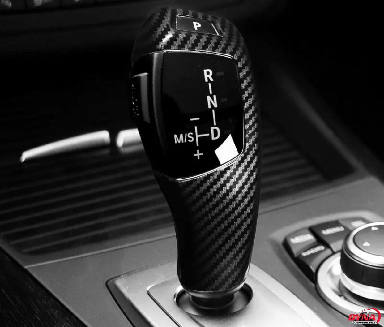 DYNACARBON™️ CARBON FIBER LHD GEARSHIFT KNOB COVER TRIM Overlay FOR BMW
