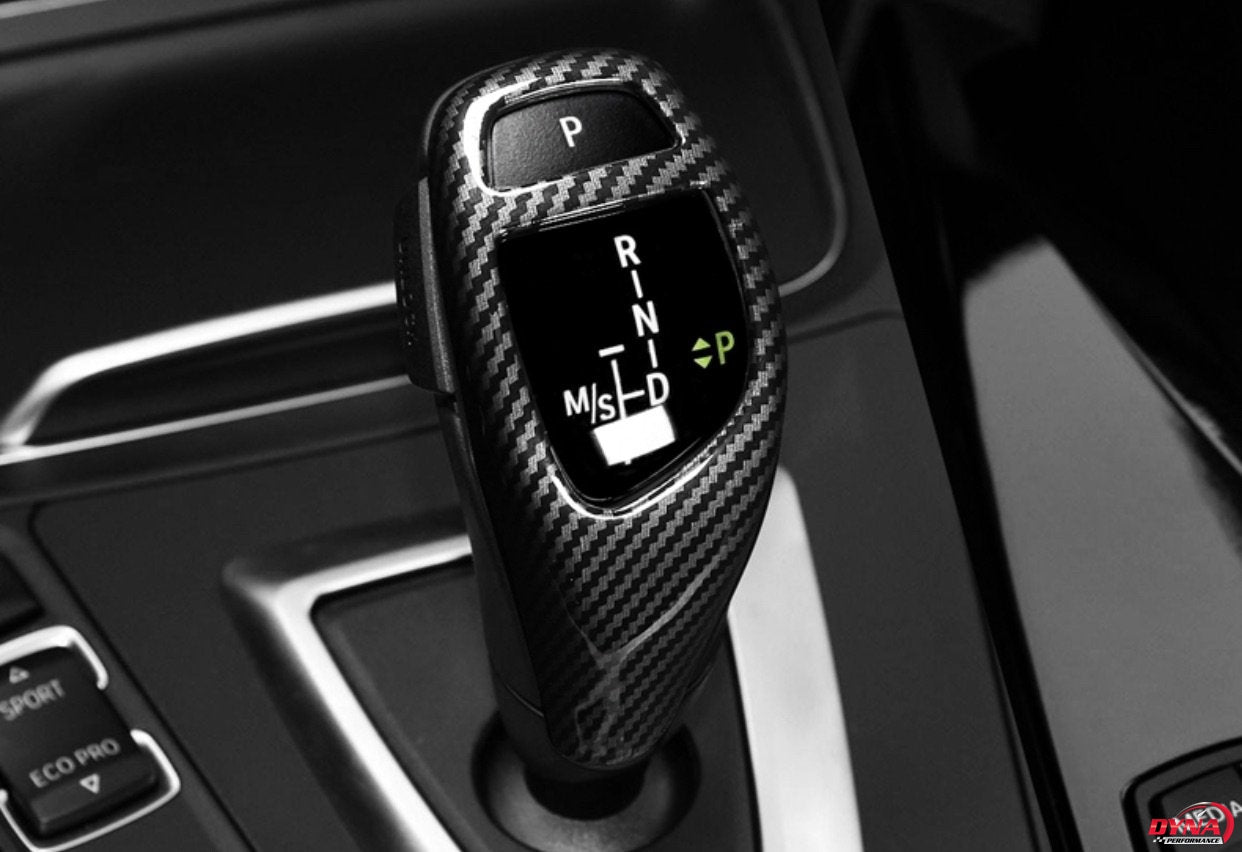 DYNACARBON™️ CARBON FIBER LHD GEARSHIFT KNOB COVER TRIM Overlay FOR BMW