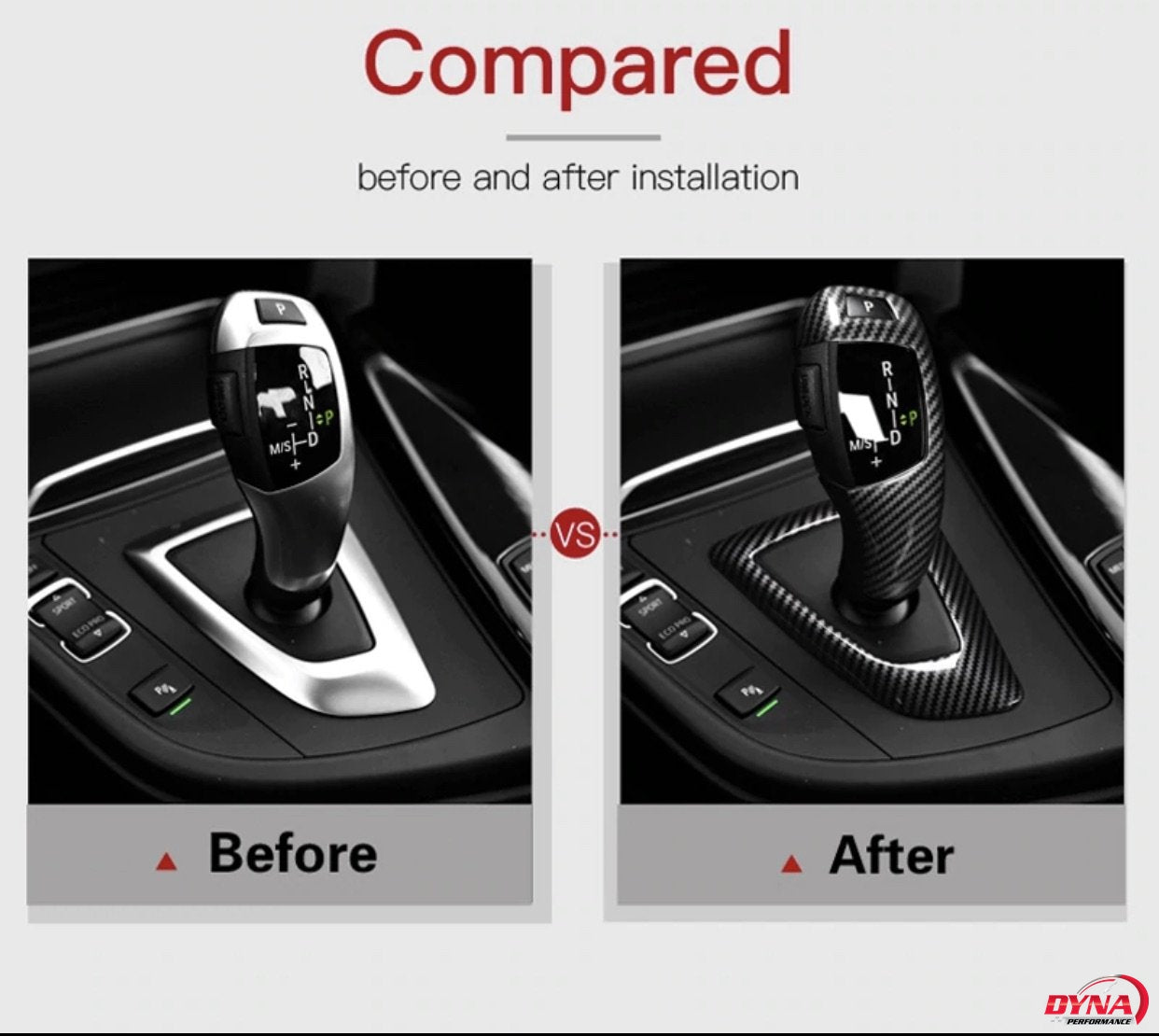 DYNACARBON™️ CARBON FIBER LHD GEARSHIFT KNOB COVER TRIM Overlay FOR BMW