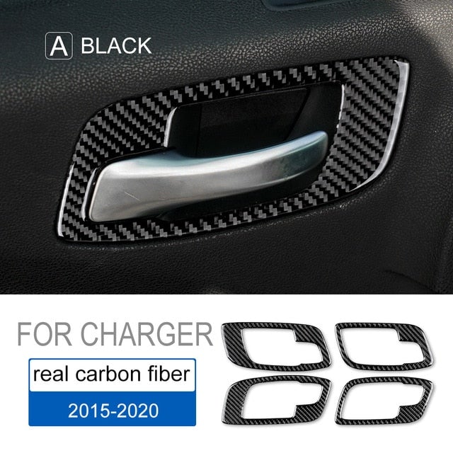 DynaCarbon™️ Carbon Fiber Door Handle Trim for Dodge Charger 2015-2023