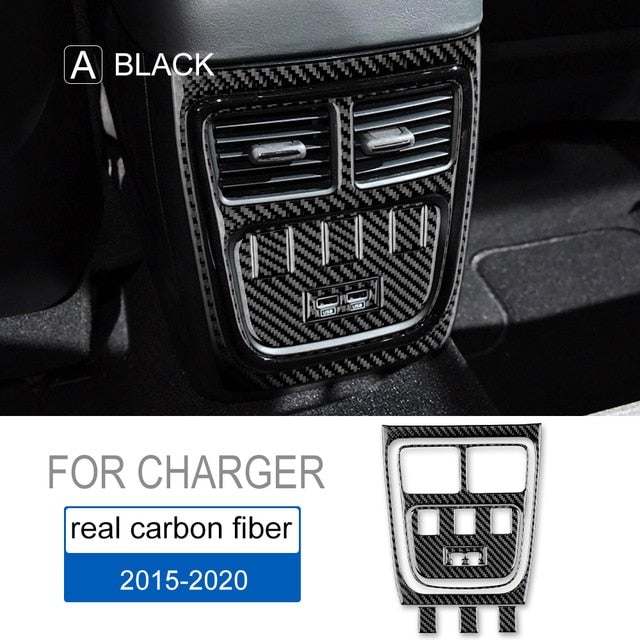 DynaCarbon™️ Carbon Fiber Rear Center Air Outlet Trim for Dodge Charger 2015-2023