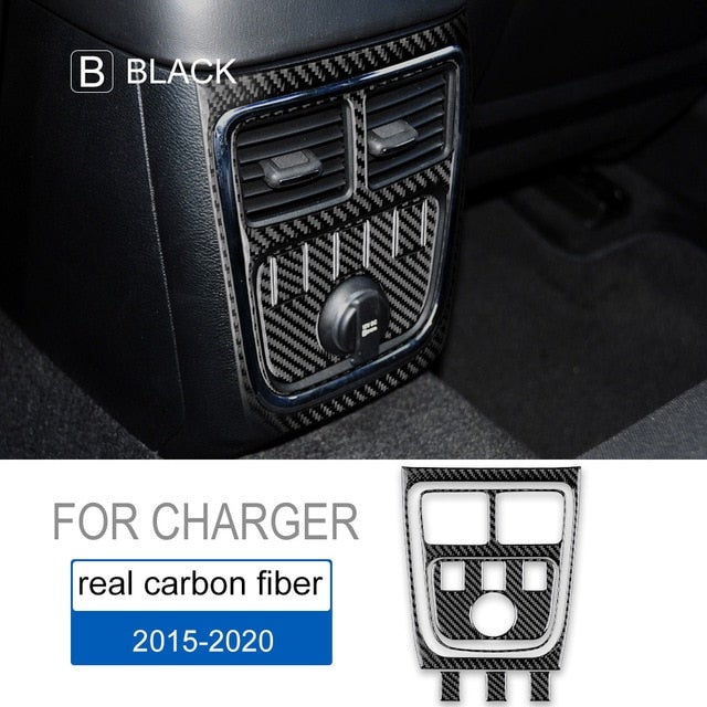 DynaCarbon™️ Carbon Fiber Rear Center Air Outlet Trim for Dodge Charger 2015-2023
