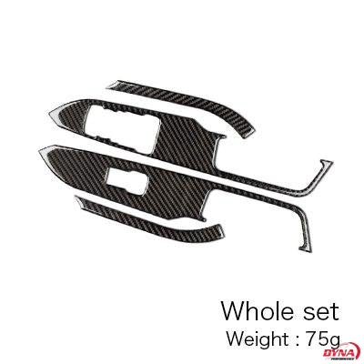 DynaCarbon™️ Carbon Fiber LHD Window Control Panel Trim Overlay for Ford Mustang 2015-2023