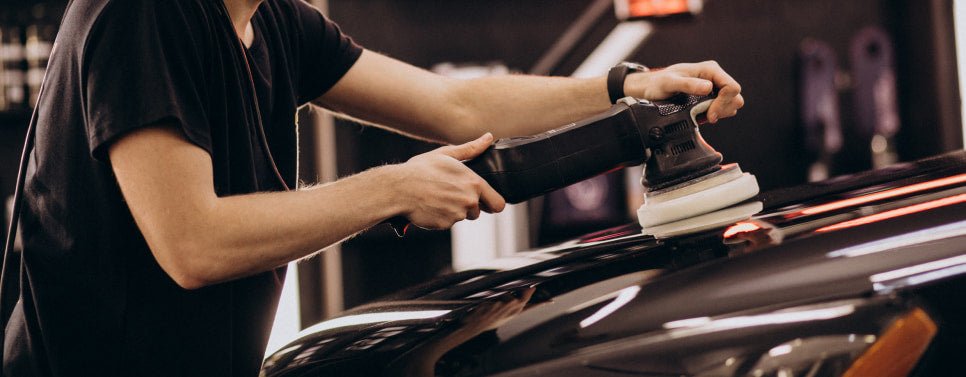 polishing the exterior of the car