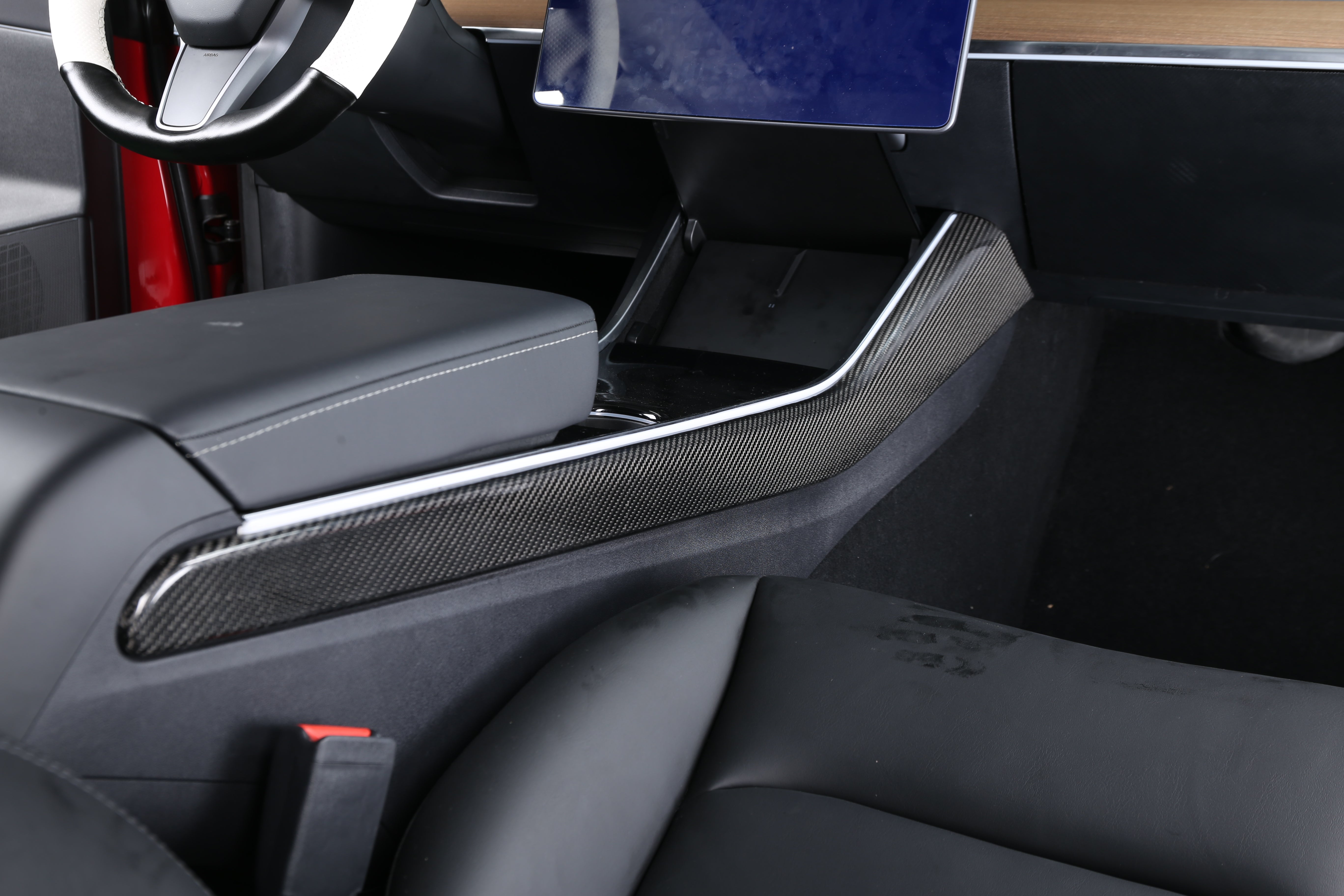 DynaCarbon™ 2 PCS Carbon Fiber Center Console Side Panel Kit for Tesla Model 3/Y 2017-2020
