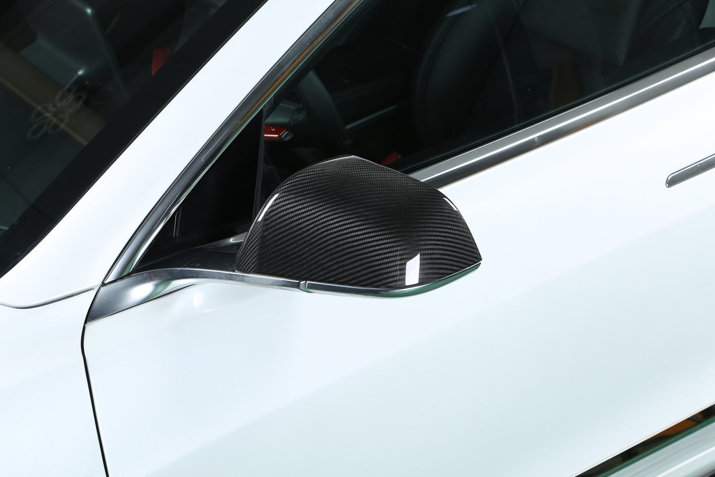 DynaCarbon™ 2 PCS Hard Carbon Fiber Side Mirror Trim Kit for Tesla Model 3 2017-2023