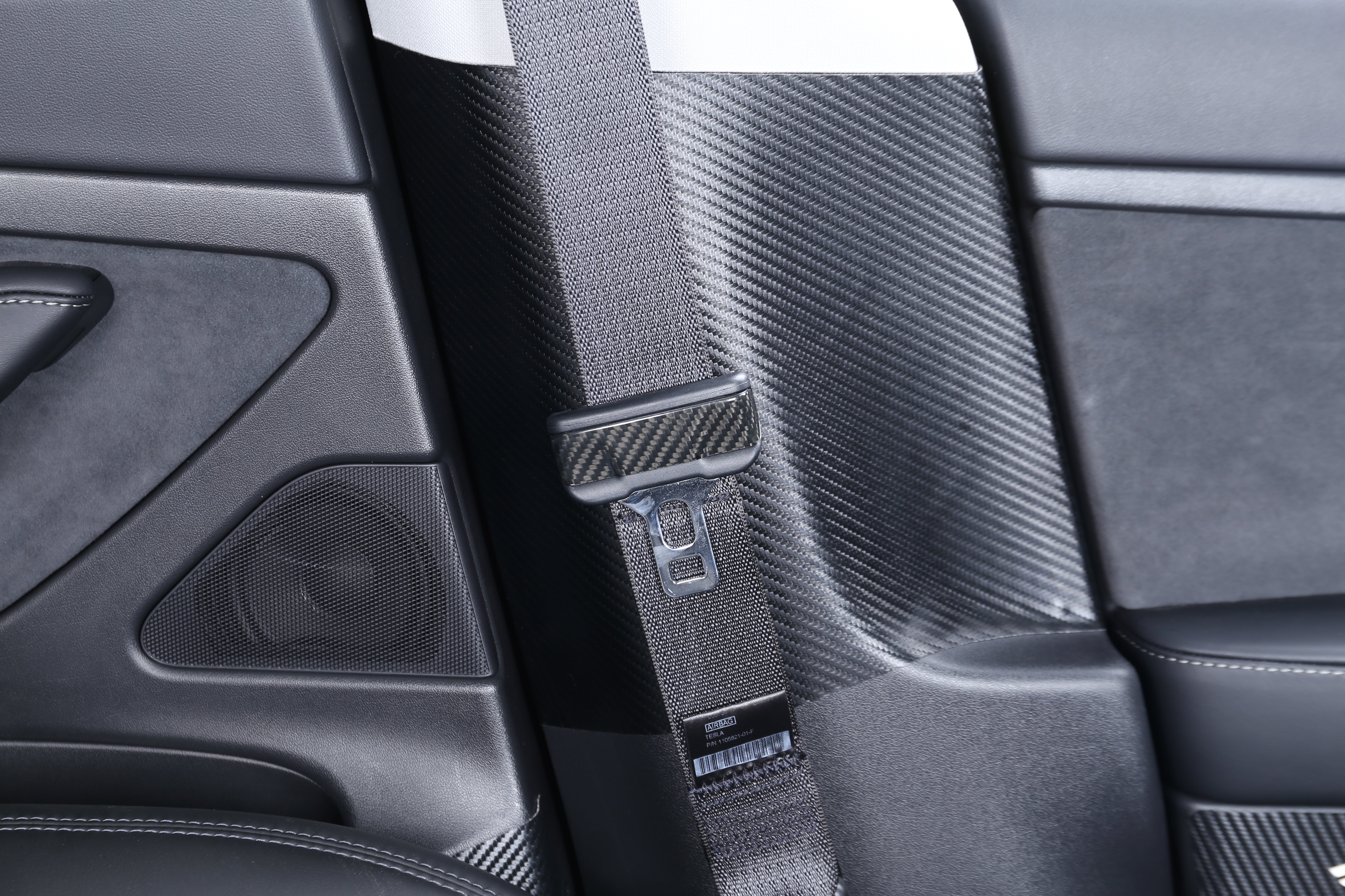DynaCarbon™ Hard Carbon Fiber Seat Belt Trim for Tesla Model 3 2017-2023