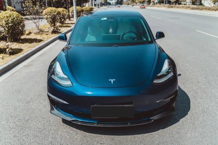 DynaCarbon™ Hard Carbon Fiber Front Bumper Lip Trim for Tesla Model 3 CMST Type 2017-2023