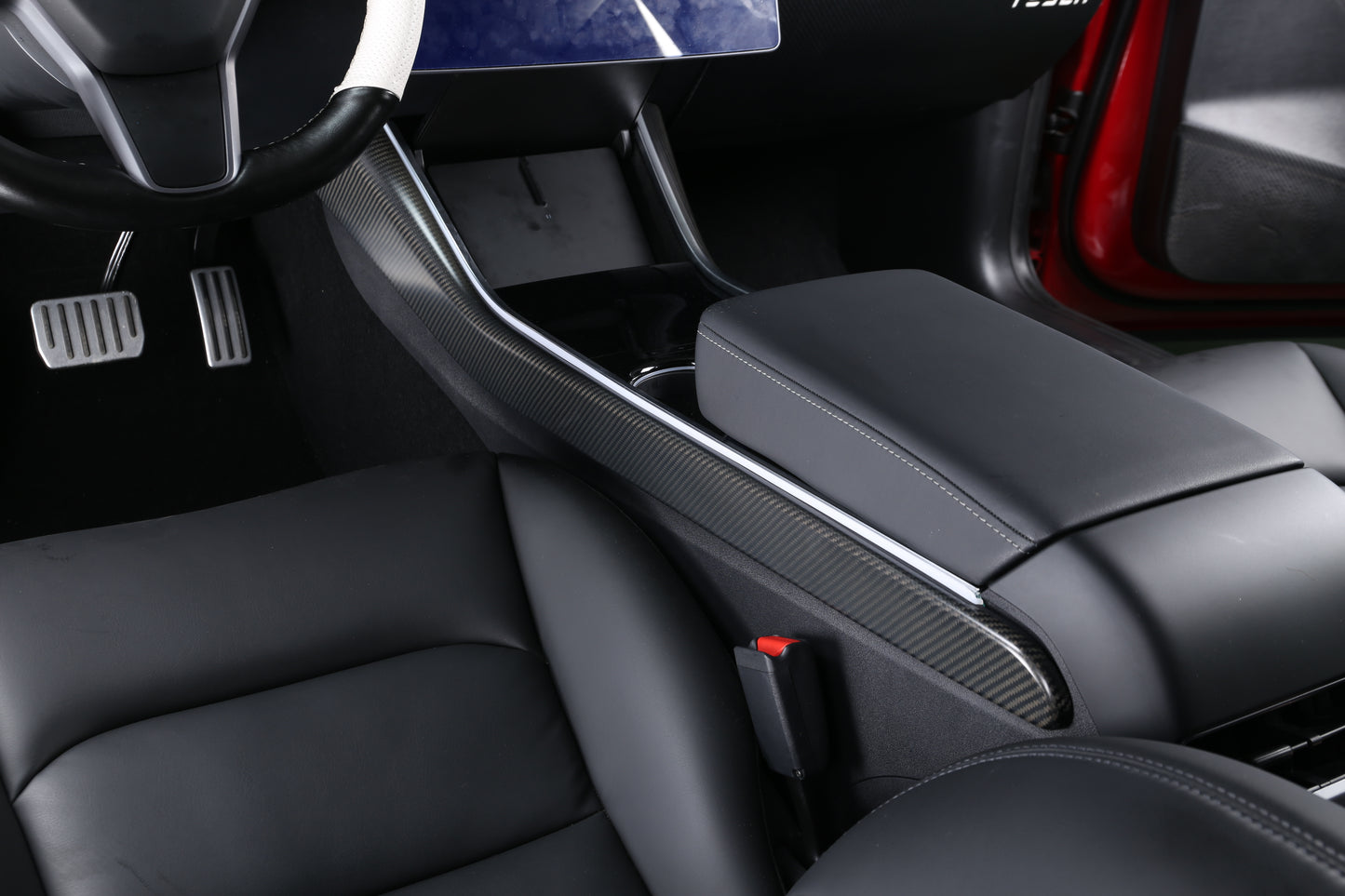 DynaCarbon™ 2 PCS Carbon Fiber Center Console Side Panel Kit for Tesla Model 3/Y 2021-2023