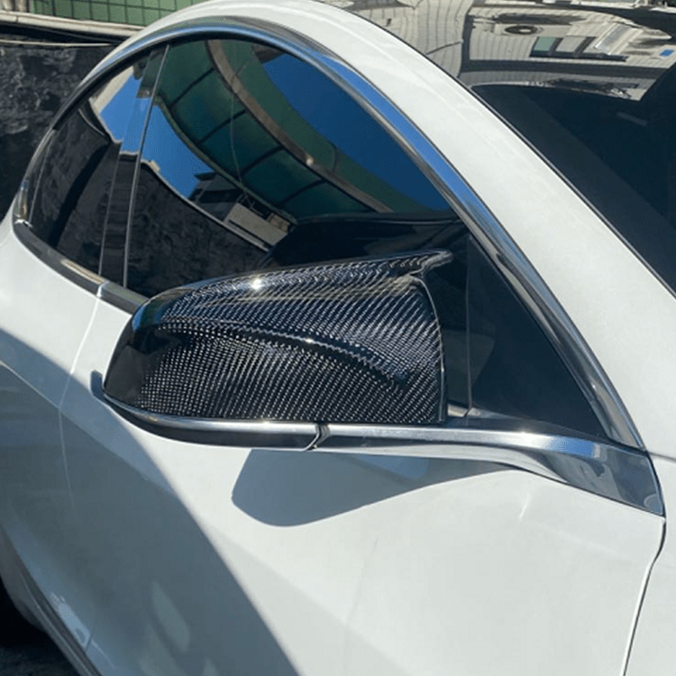 DynaCarbon™ 2 PCS Hard Carbon Fiber Side Mirror Trim Kit for Tesla Model 3 Sport 2017-2023