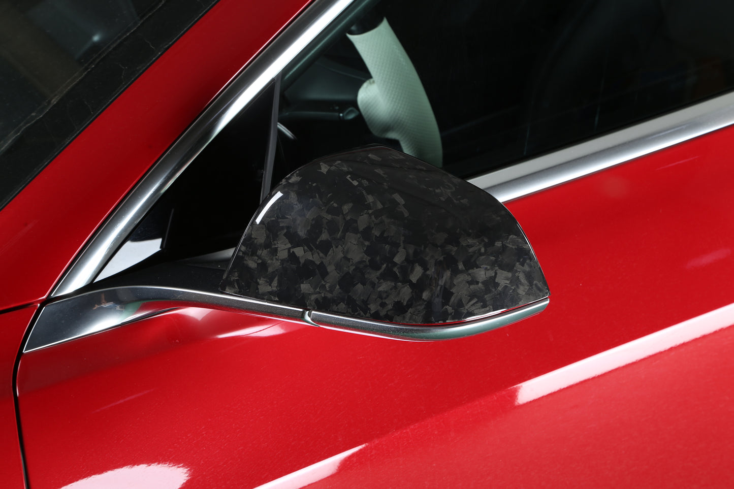 DynaCarbon™ 2 PCS Hard Carbon Fiber Side Mirror Trim Kit for Tesla Model 3 2017-2023