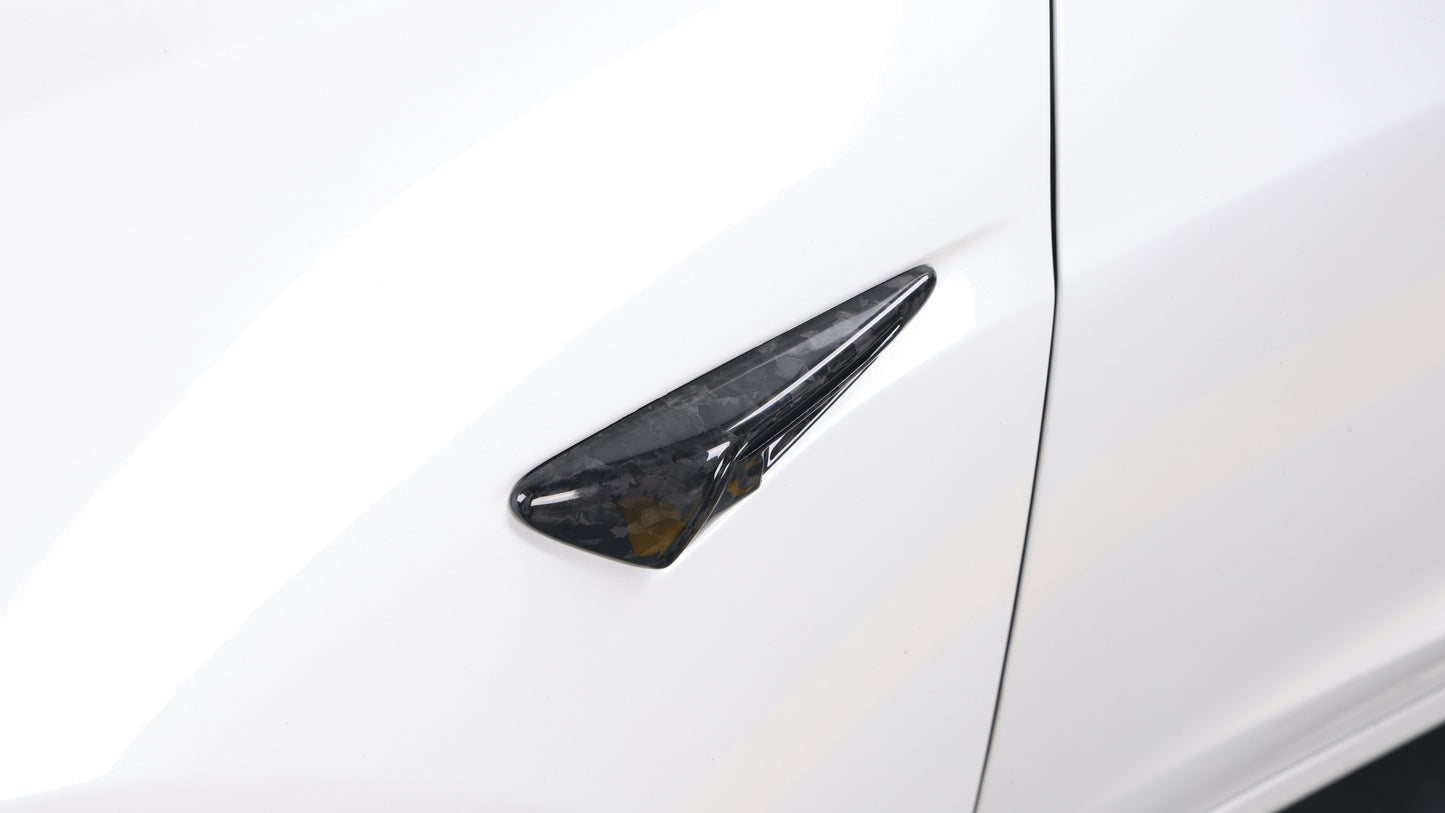 DynaCarbon™ 2 PCS Hard Carbon Fiber Side Camera Trim Kit for Tesla Model S/X/3/Y 2017-2024