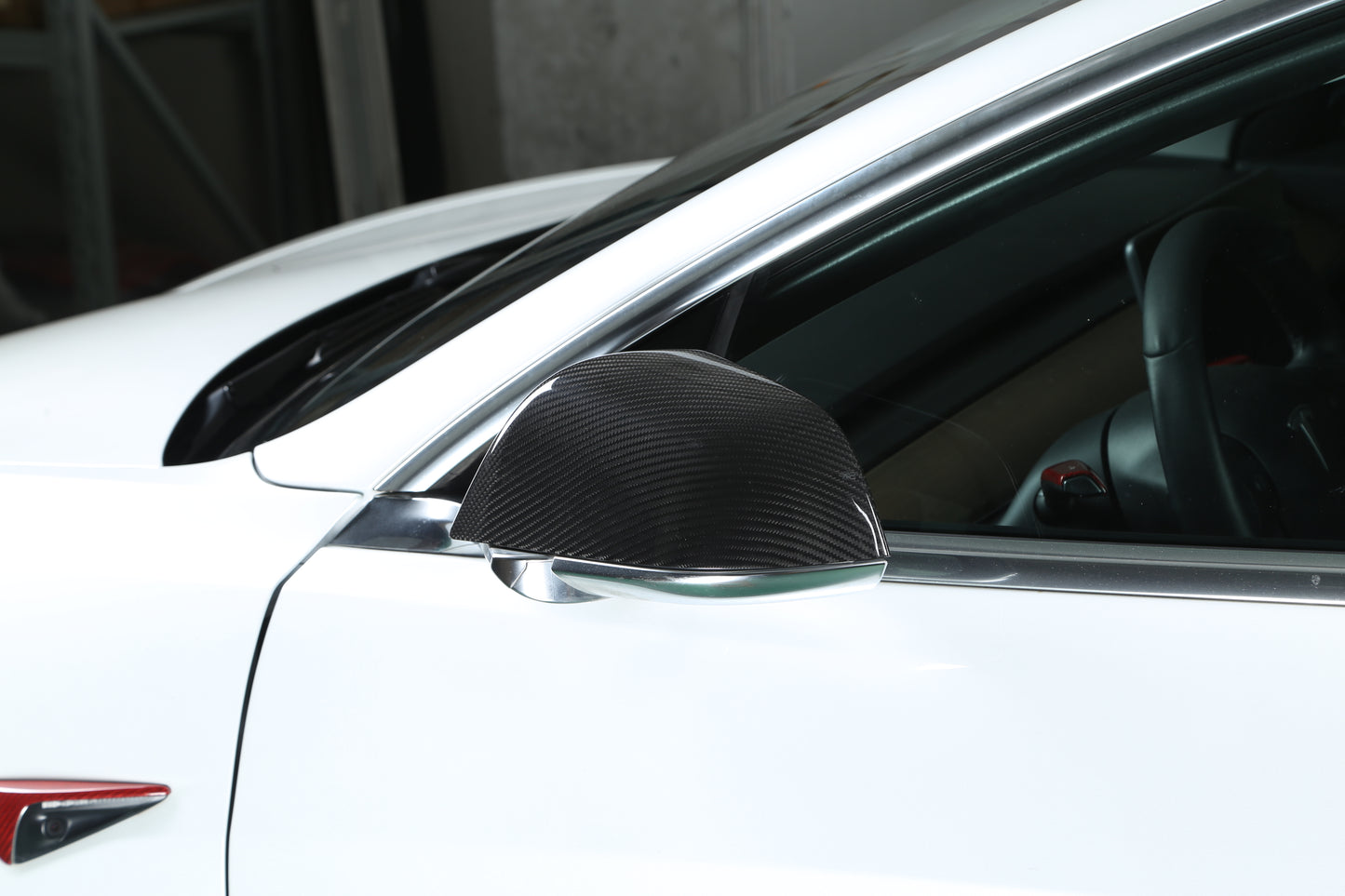 DynaCarbon™ 2 PCS Hard Carbon Fiber Side Mirror Trim Kit for Tesla Model 3 2017-2023