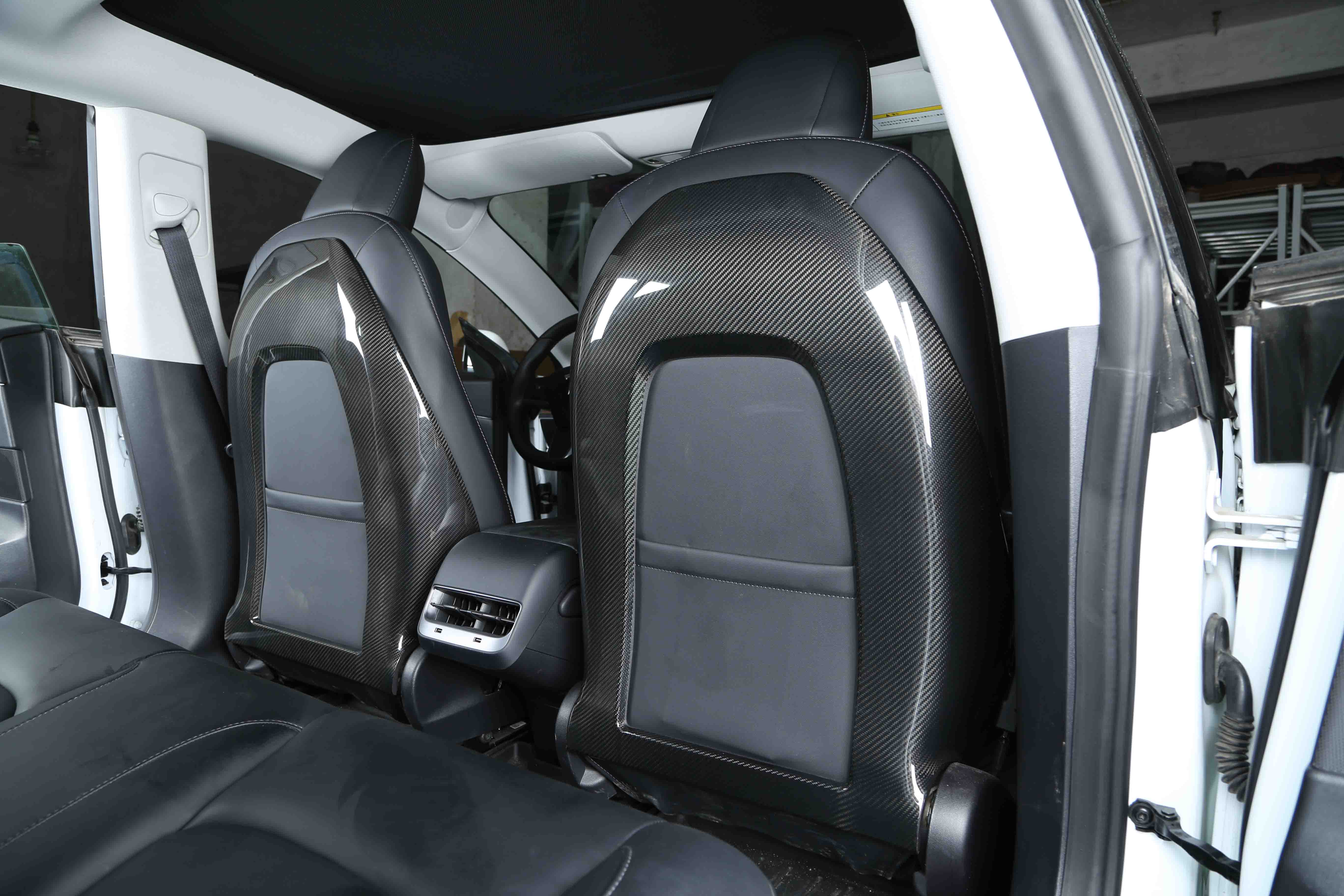 DynaCarbon™ Hard Carbon Fiber Front Seats Trim for Tesla Model 3/Y 2017-2023